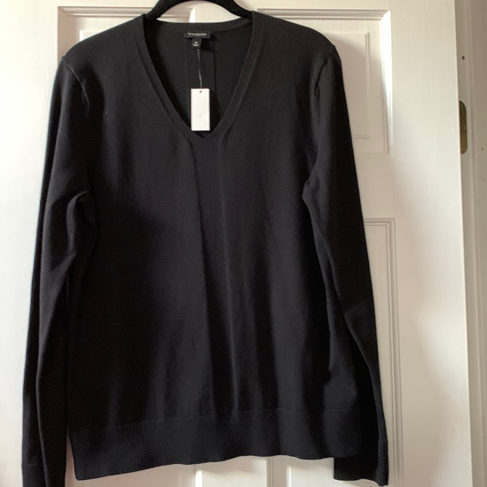 NWT - Talbots black long sleeve v neck sweater.  Size M